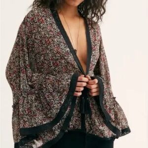 Free People women’s XS Lola Kimono Black Combo Style #: OB1102335 boho flowy